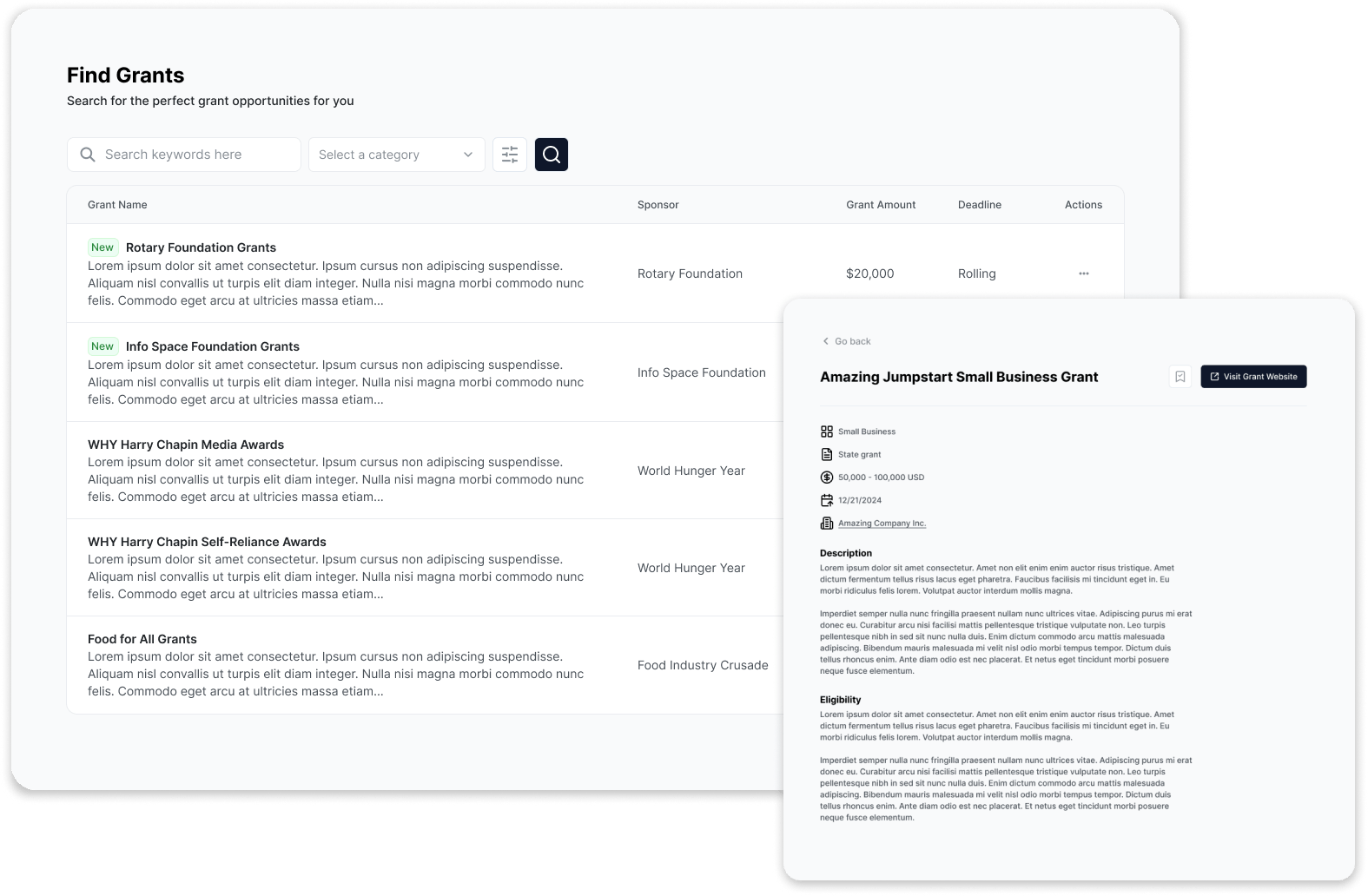 Funfdit Grant Search
